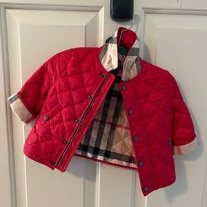Red Burberry puffer coat size 6M like new